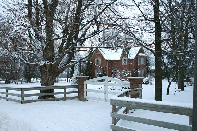 Brick house in winter